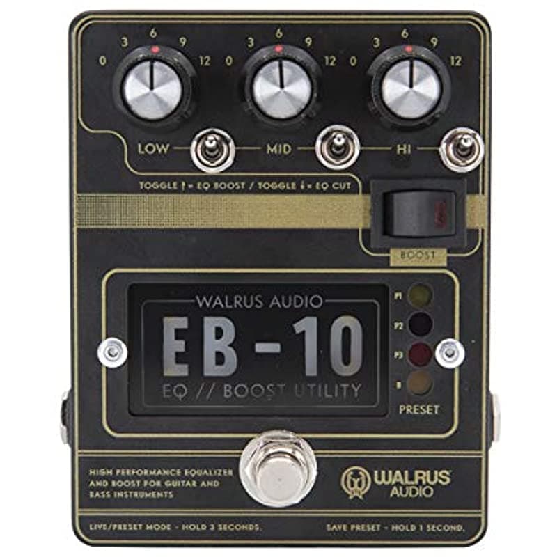 Walrus Audio 900-1049B Preamplificador/EQ/Boost Negro - Herramienta versátil para mejorar el tono de tu guitarra.