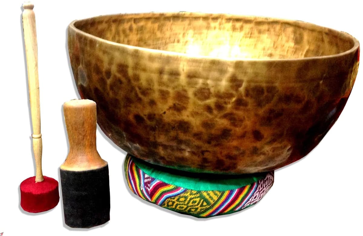 TM THAMELMART FOR BEAUTIFUL MINDS Cuenco Tibetano D-Chakra Master Healing de 14" para Meditación y Sanación con Cojín de Meditación (Incluye Striker y Baqueta) 4334202143