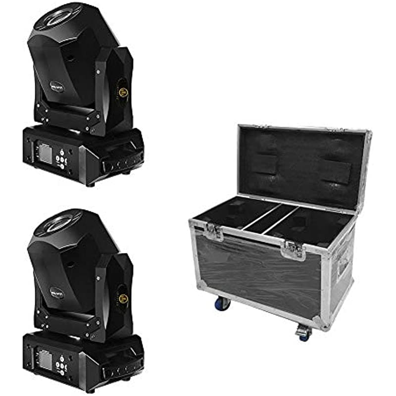 IMRELAX Mini 90W LED Moving Head, Luces de Escenario Spot para DJ con Patrones GOBO, 2 Piezas, Luces de Fiesta con Estuche Rígido, Negro
