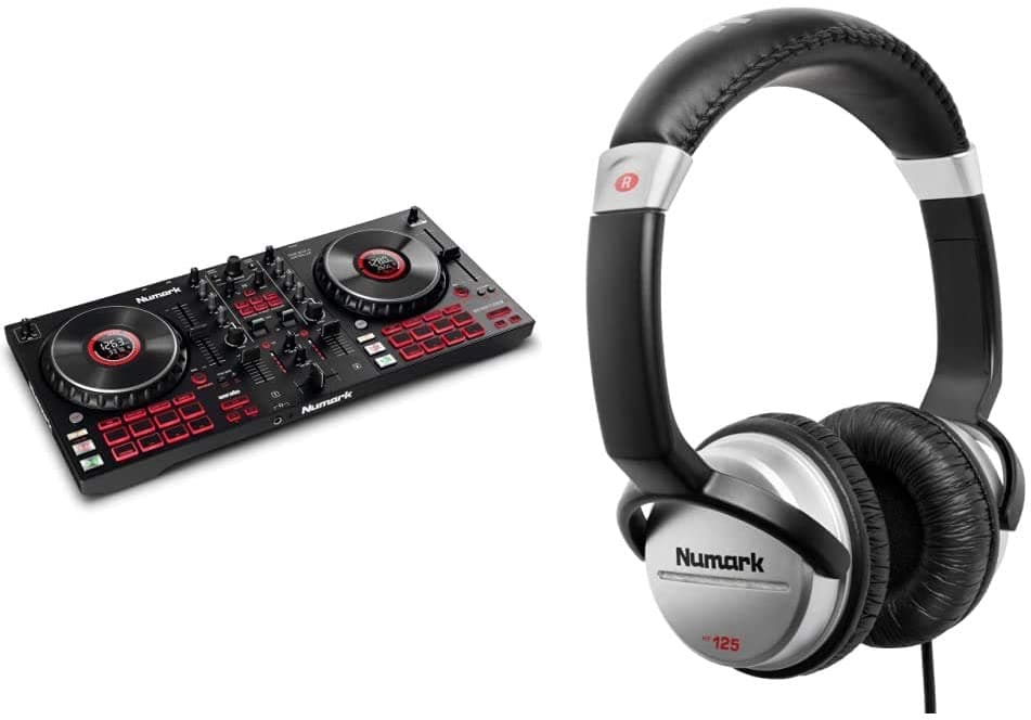 Numark Mixtrack Platinum Fx + Hf125 Controlador De Dj Para Serato Dj Con Control De 4 Cubiertas Mezclador De Dj E Interfaz De Audio Y Auriculares Profesionales