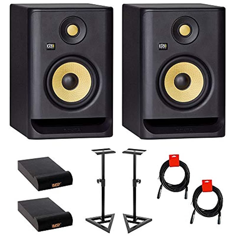 KRK Rokit 5 G4 Monitor de Estudio de 2 Vías 5 Pulgadas - Par + 2x Pad Pequeño + 2x Cable XLR RP5 G4