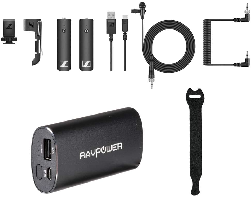 Atomos Sennheiser Xsw-D Portab Lavalier Set Me2-Ii Lav Ravpower Luster 6700Mah Cargador Y Correas De Sujetador De 10 Paquetes XSW-D PORTABLE LAVALIER SET