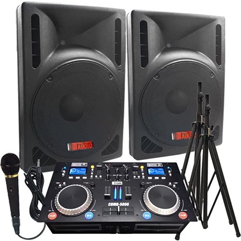 Adkins Professional Audio 2000 Vatios! Complete Dj Sistema Todo Lo Que Necesita Dj 12 Potenciados Parlantes Conecte Su Ipod De La Computadora Portátil A Través De Bluetooth O Reproduce Cd! DJSYS-64-A