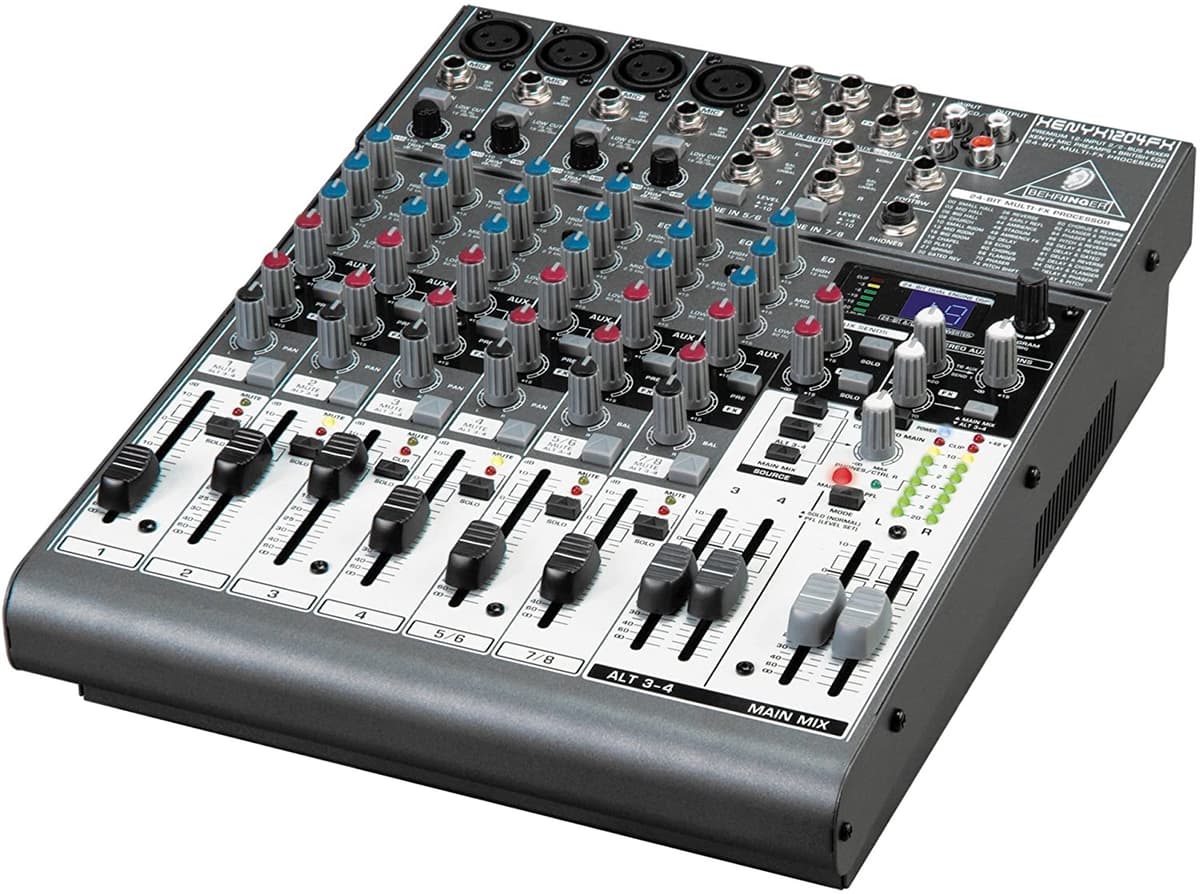 Behringer Xenyx 1204FX Mezclador Premium 12-Entradas, Preamplificadores Mic, EQs Británicos, Procesador Multi-Fx 24-Bit, Interfaz USB.
