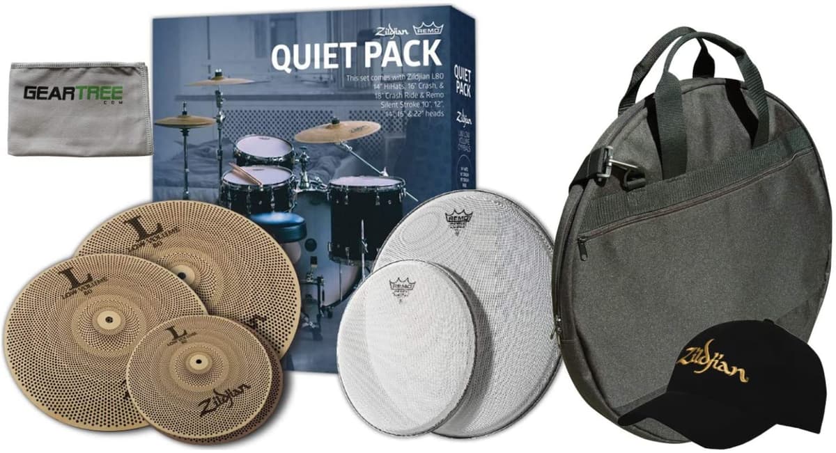 Zildjian Lv468 Conjunto De Bajo Volumen 14 16 18 Remo Silentsoke Heads Fondo Hat C LV468RH BUNDLE