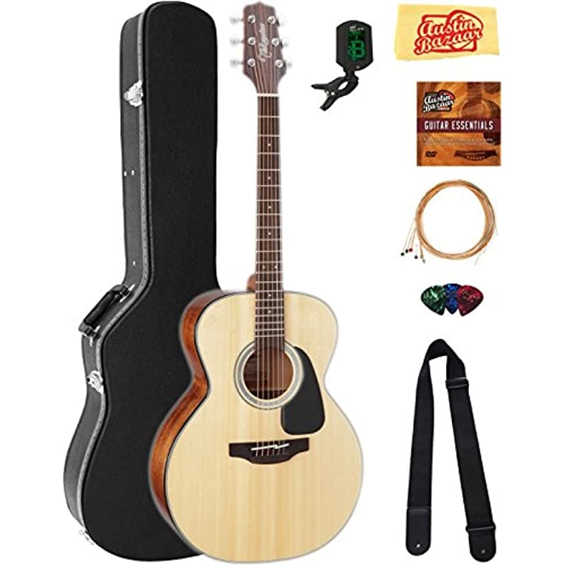 Takamine GN30 Nex Guitarra Acústica Natural Bundle con Estuche Rígido, Afinador y Cuerdas, Elige Austin Bazaar DVD GN30NAT-COMBO-PRO
