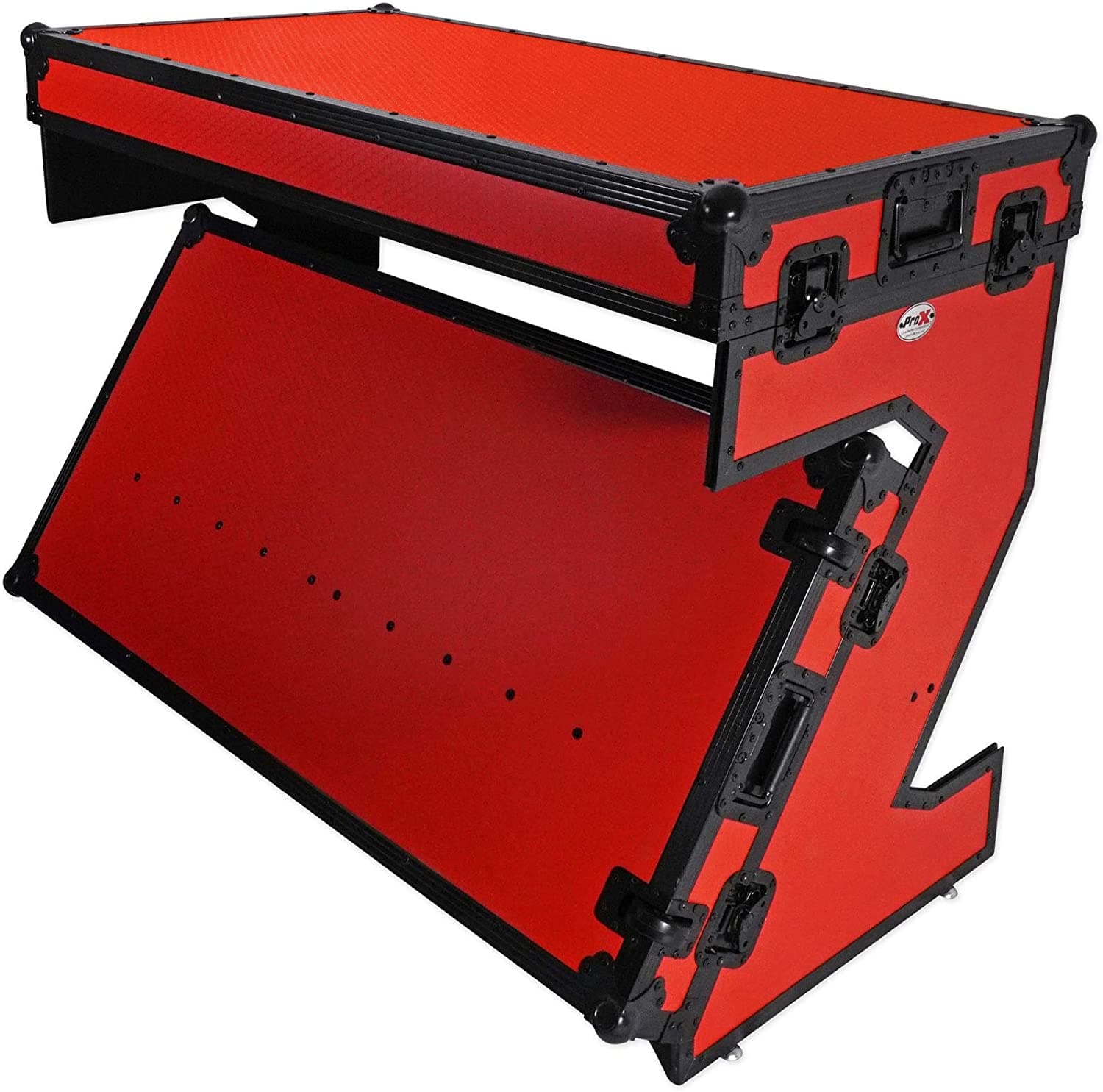 Prox Xs-Ztablerb Mk2 Dj Z-Table Ultimate Workstation Flight Table Tabla Handles Y Wheels Black On Red Design
