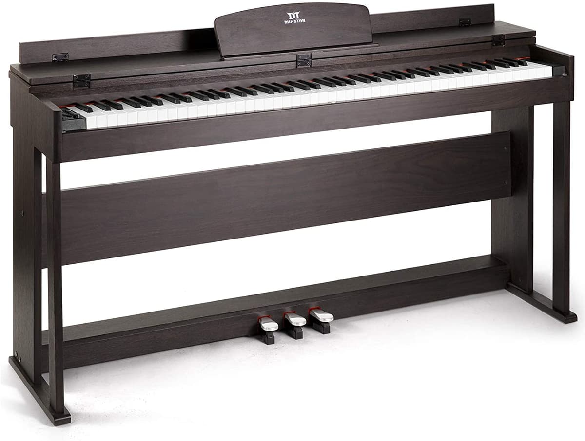 Mustar Llaves De Acción De Martillo De 88 Key Peso Digital Piano Adaptador De Potencia Triple Pedales Lcd Pantallausb Midimp3 Y Tapa De Tela Funcionblackbrownwhite