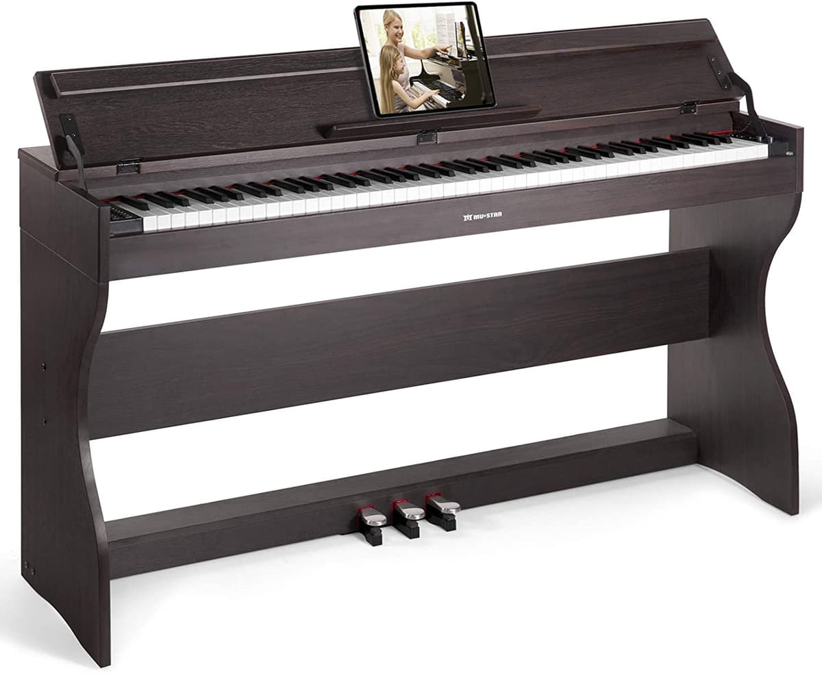 Mustar Teclado De Piano Digital De 88 Teclas Martillo Con Peso Completo Teclado De Acción Para Principiantes Piano Digital De 88 Teclas Con Peso Piano Eléctrico Altavoces Estéreo Duales 3 Pedales Soporte Para Muebles Negro