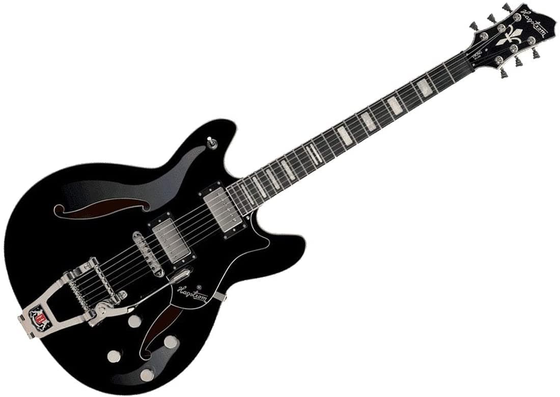 Hagstrom Tremar Viking Deluxe - Guitarra Eléctrica Semihueca (Acabado Negro) Color Negro AMS-TREVIDLX-BLK