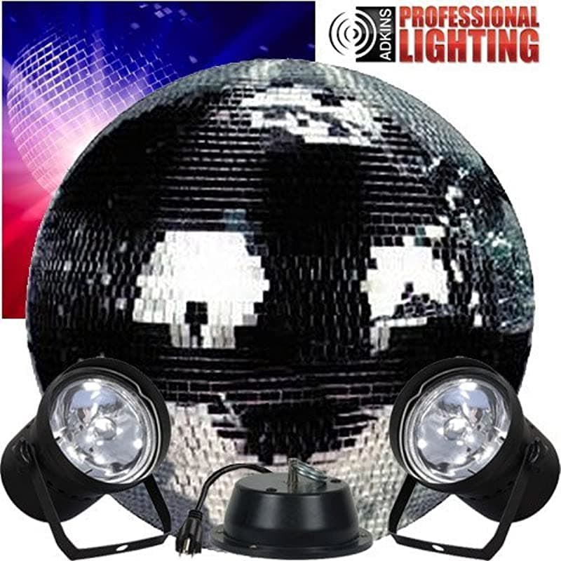 20 Mirror Ball Complete Party Kit 2 Pinspots Y Motor Adkins Profesional Iluminacion EM-20 Combo-A
