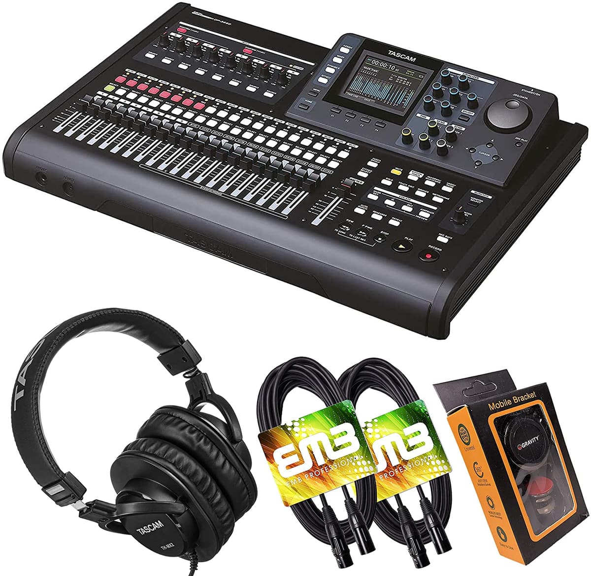 Tascam Dp-32Sd - Grabadora Digital De Audio Multipista De 32 Pistas Con Auriculares Profesionales Y Par De Cables Emb Xlr Y Soporte De Teléfono Con Imán De Gravedad DP32SD+HP+XLR+M