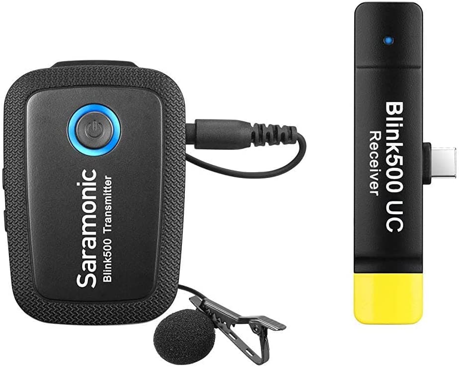 Saramonic 2.4 GHz Sistema de Micrófono Clip-On Inalámbrico Lav y Receptor USB-C Dual para Smartphones y Tablets Blink 500 B5