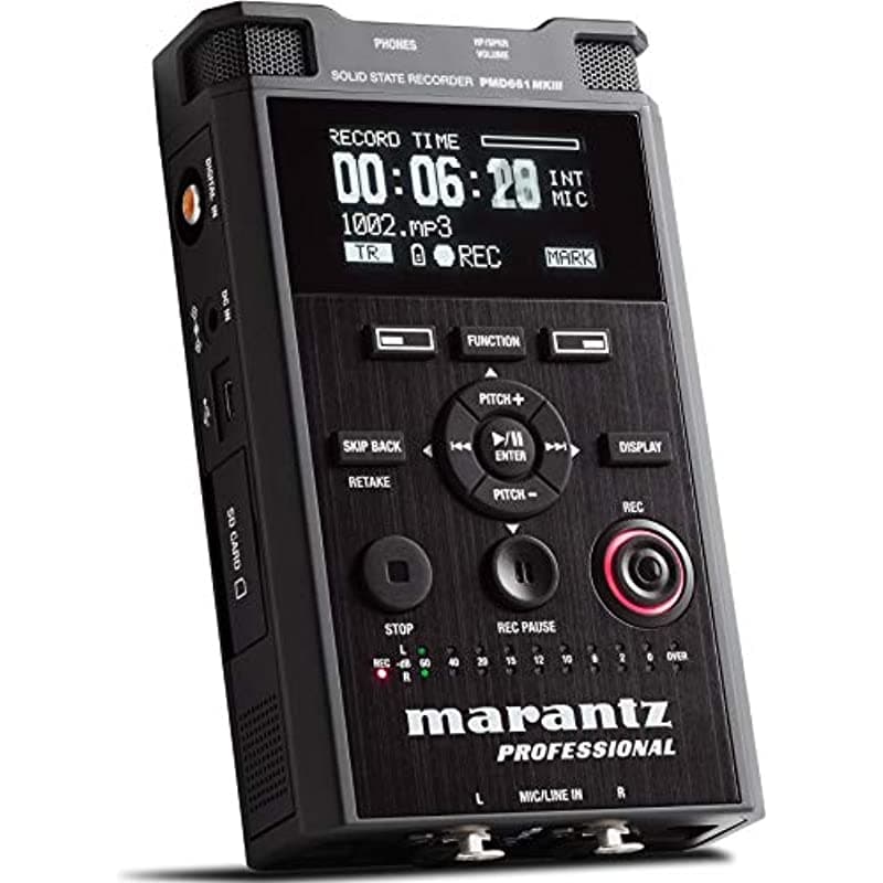 Marantz Profesional Pmd661Mkiii | De Mano Solid State Field Grabador Incryption Cifrado De Cifrado De Estudio Grado Resoluciones Y Micrófono Incluida