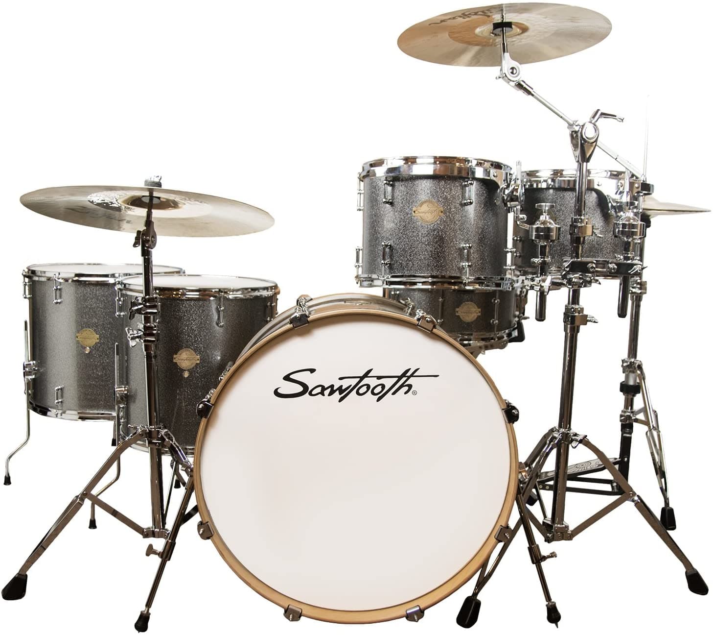 Sawtooth Command Series batería de 6 piezas con bombo de 24", acabado Silver Sparkle (ST-COM-6PC-24-SSPK)