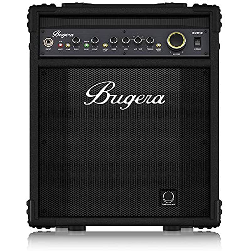 Bugera BXD12 amplificador de bajo de 2 canales y 1000 watts con parlante Turbosound de 12 pulgadas, analizador de espectro FBQ, Negro