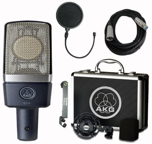 Akg C214 Micrófono De Condensador De Diafragma Grande Con Filtro Samson Pop Y Cable 3185Z00010