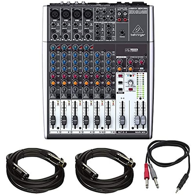 Behringer Xenyx 1204Usb Mezclador De Formato Pequeño Preamplificadores De Micrófono Xenyx 12 Canales Entradas 2X 15 '8 Mm Xlr Cable Micrófono Mini 3.5 Mm Mono 2 Mono 1 4 Inserto Masculino Cable SG_B071S7G8RK_US