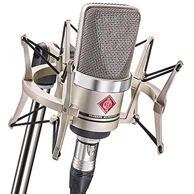 Sennheiser Pro Audio Neumann TLM 102 Studio Set - Micrófono condensador cardioide ideal para estudios caseros/profesionales, grabación de instrumentos/voces, podcasts y Twitch - Níquel