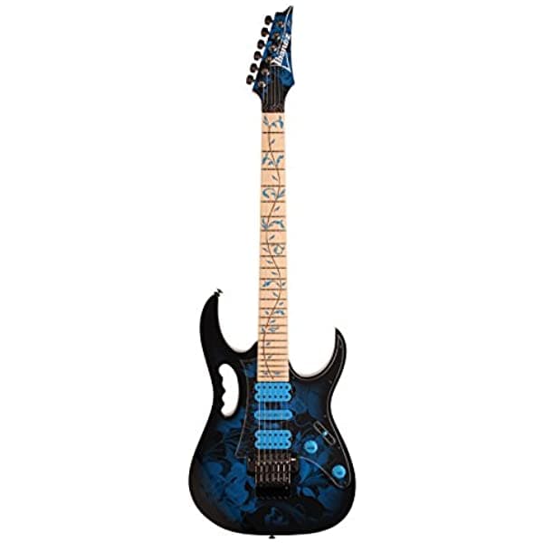 Ibanez JEM77PBFP Guitarra Eléctrica Steve Vai Blue Floral con Micrófonos DiMarzio y Estuche Rígido