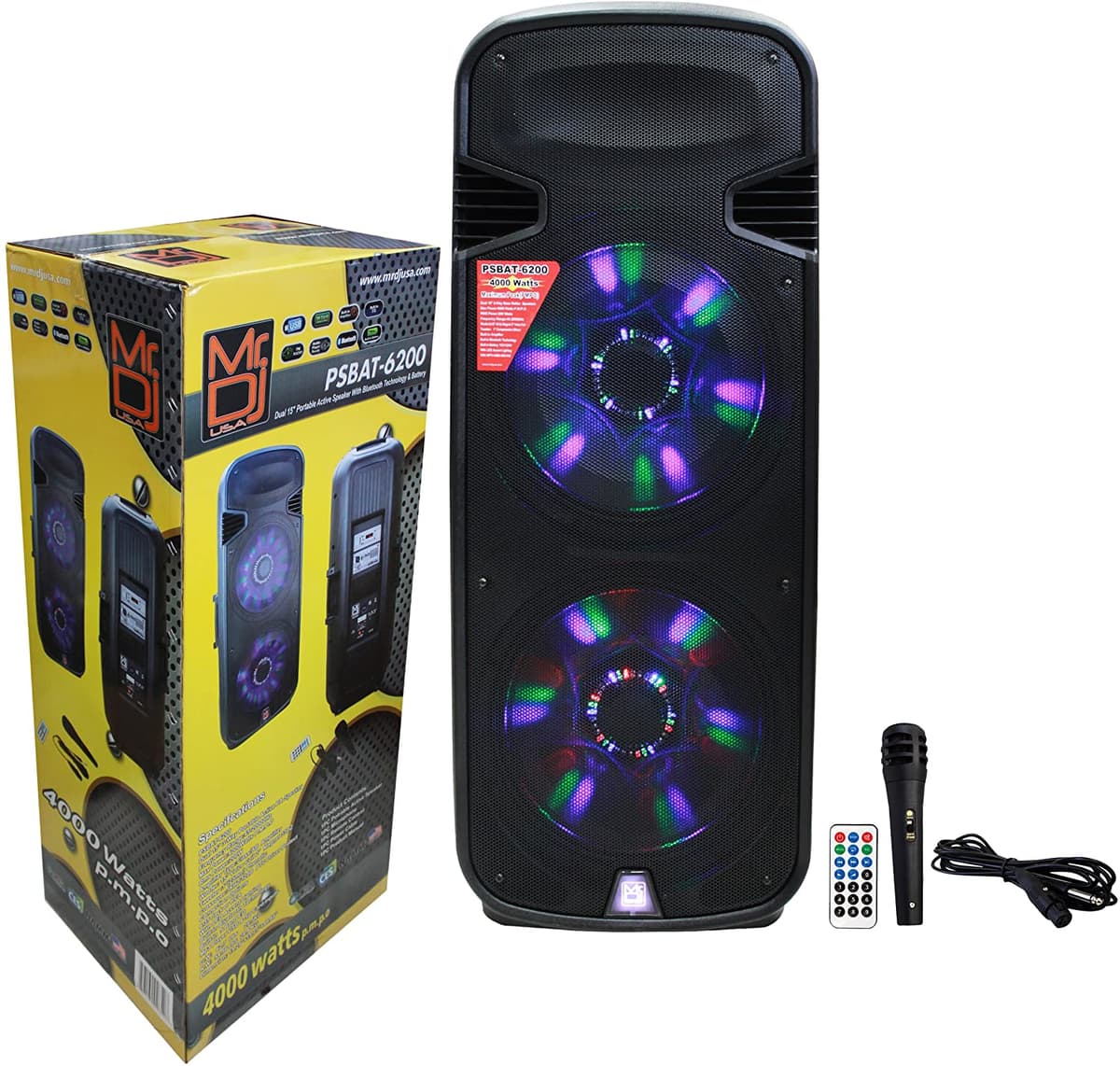 Mr. Dj Psbat6200 Dual 15 4000W Max Power Parlante Bluetooth