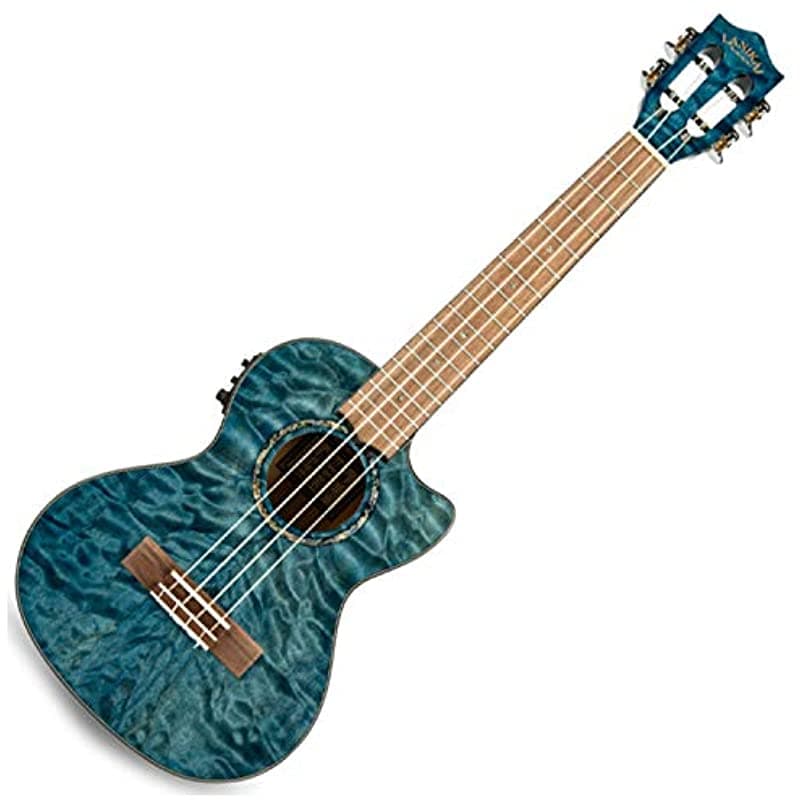 Lanikai QMBLCET, Ukulele de 4 Cuerdas, Color Arena, Azul y Cromo