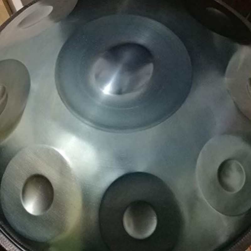 jc Handpan de acero de 22.0 pulgadas de diámetro estándar para principiantes de nivel de entrada, material DC, re menor y Fa mayor 9/10 notas 440Hz, tambor de lengüetas (tongue drum) manual con afinación manual (handpan 9 notas para principiantes)