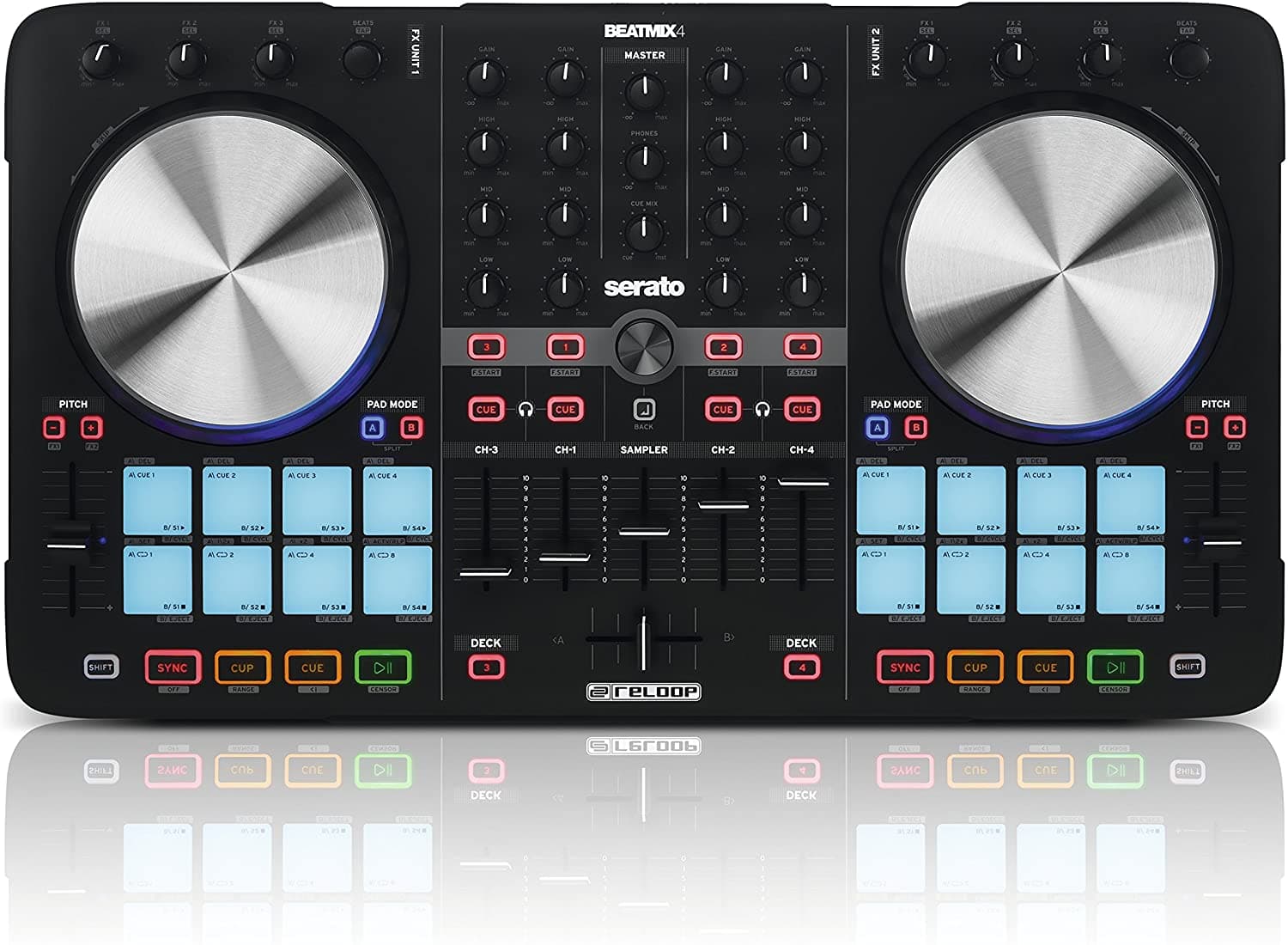Reloop Beatmix 4 Controlador De Dj Serato Performance Pad De 4 Cubiertas AMS-BEATMIX-4-MK2