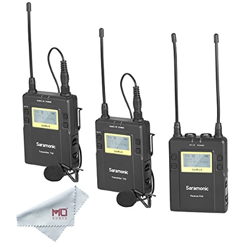 Saramonic UwMic9 RX9 + TX9 + TX9 - Sistema de micrófono lavalier dual inalámbrico UHF digital de 96 canales, para cámara DSLR y smartphone, profesional 10789246