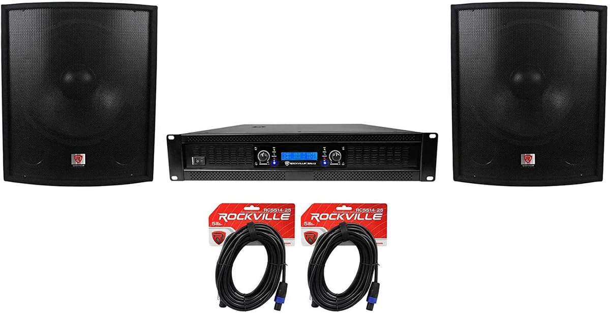 (2) Rockville Sbg1188 18" 2000 W Pro Dj Subwoofers + Rpa8 3000 W Amplificador + Cables