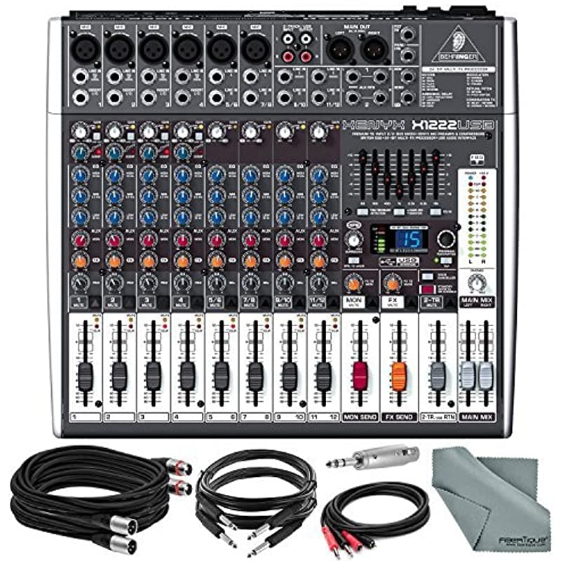 Photo Savings Behringer Xenyx X1222Usb 16-Entradas Mezclador De Audio Usb Efectos Y Accesorio Adaptador De Paquete + 4X Xpix Pro Cables + Más PS-X1222USB-B