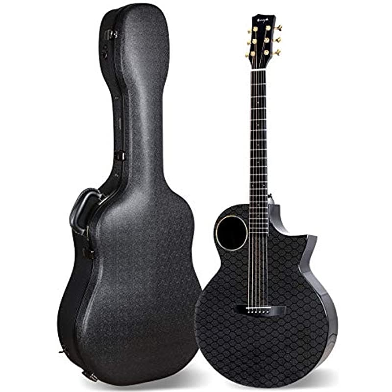 Enya Carbon Fiber Guitarra Electroacústica X4 Pro AcousticPlus 41" Cutaway Bundle con Estuche Rígido de Cuero y Correa - X4E Pro