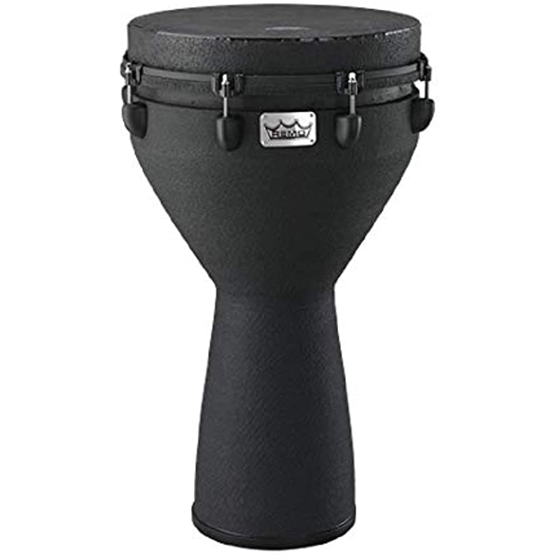 Remo Djembe Mondo Key-Tuned Skyndeep Fiberskyn Negro Soportes De Ajuste De Contorno Acabado De Tierra Negra DJ0014BE