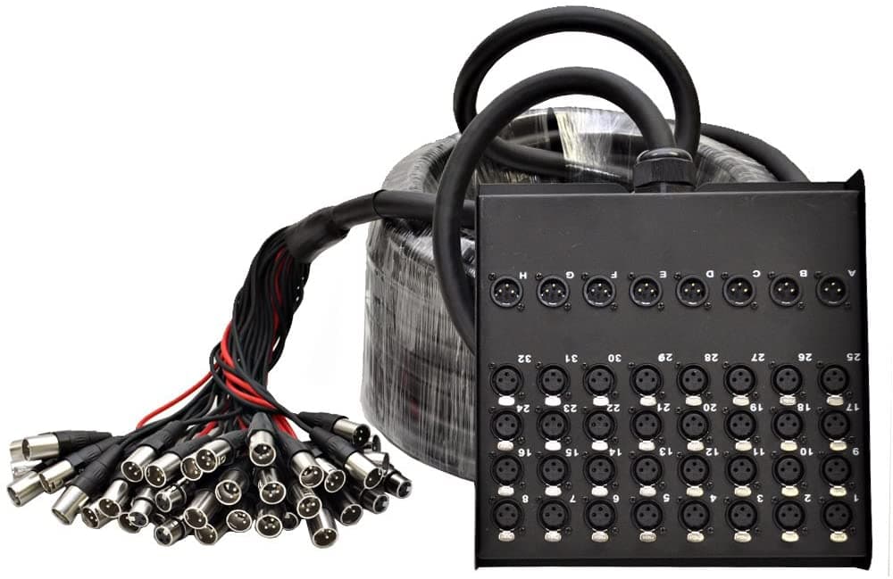 Seismic Audio Sacb-32X8X100 32 Canales Xlr Circuito De Bajo Perfil Cable Serpiente 100 Pies