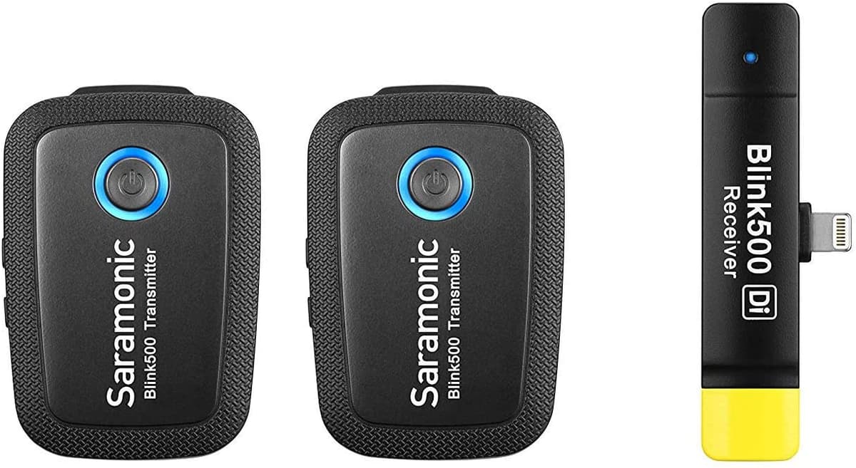 Saramonic 2.4 GHz Sistema de Micrófono Clip-On Inalámbrico Lavs y Receptor Lightning iPhone y iPad Blink500 B4