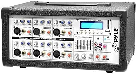 Pyle Pmx640Bt 6 Canales 600 Watt Bluetooth Dj Miceptor Balanced Mic Y Line Entradass Usb Y Sd Lectores De Tarjetas