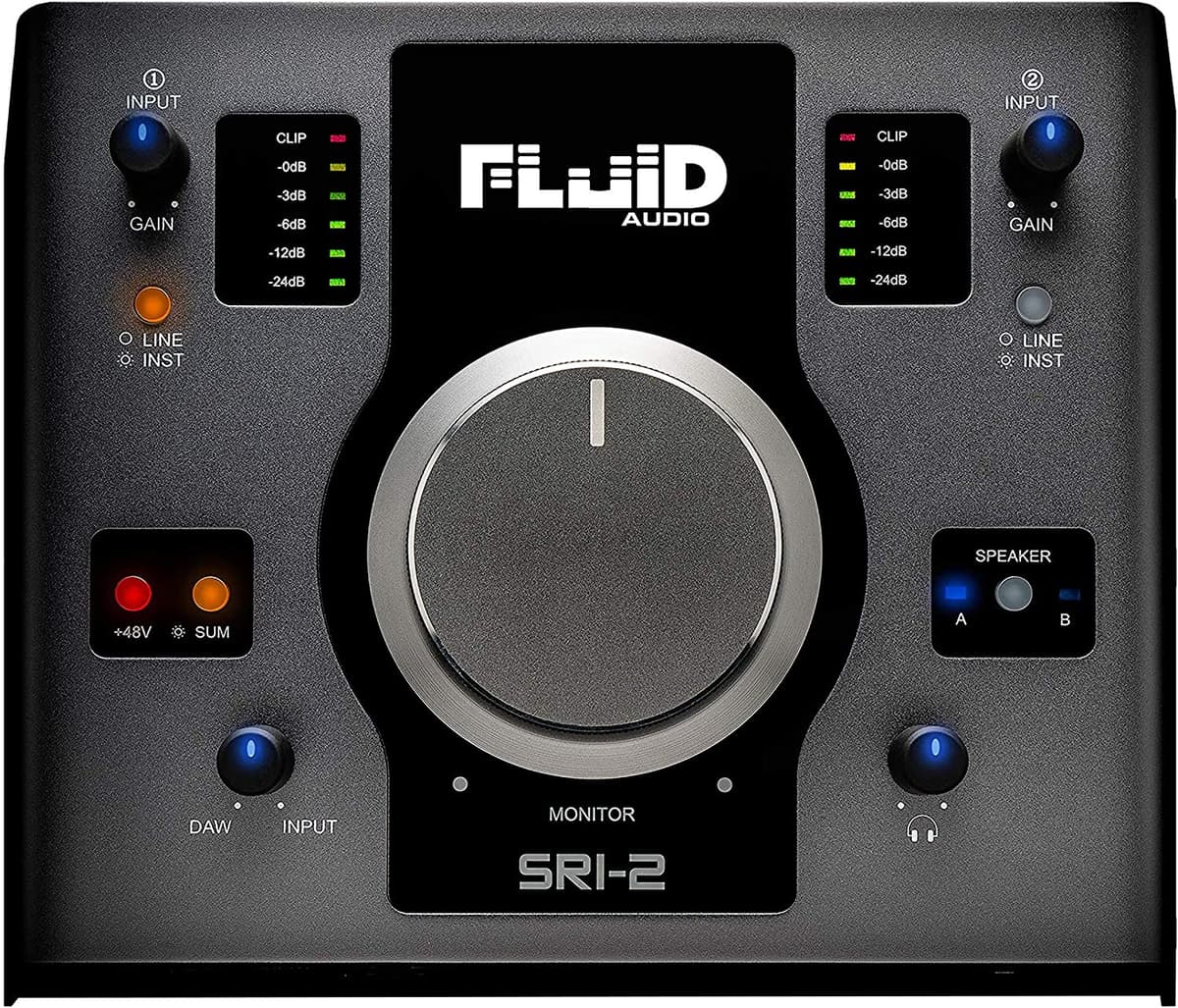 Fluid Audio Sri-2 Cuña De Escritorio Usb 2X2 24 Bit De 192Khz + 48V Potencia Phantom + 2X Monitor Estéreo Salidas + 2X Clase A Mic Pres + Giant Volume Knob