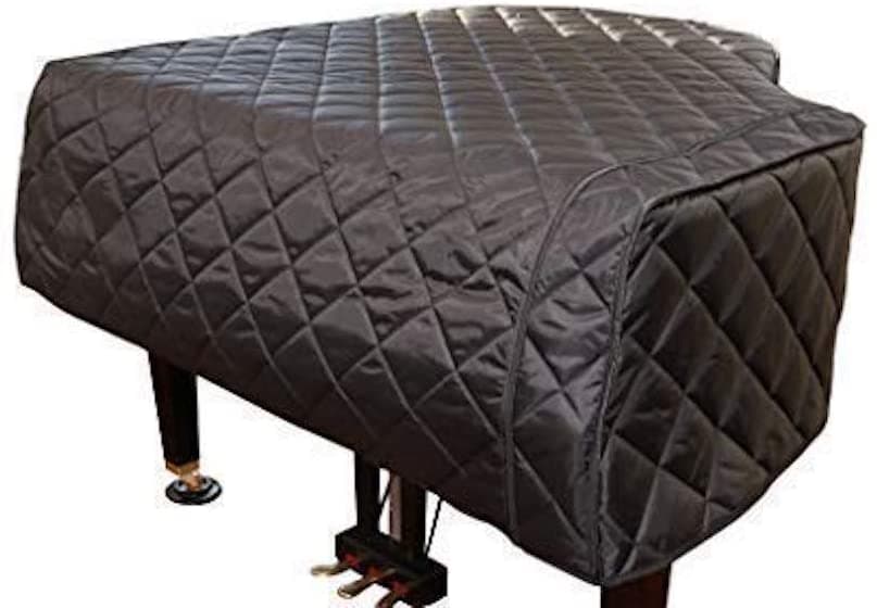Fundas para Piano Personalizadas/Cubierta Acolchada Negra para Piano de Cola Pequeño (Ajusta de 7'3" a 7'5") | Funda para Piano de Cola - Hecha a Medida | Paquete con Cubre Mesa de Piano de L&L Design (2 Artículos)