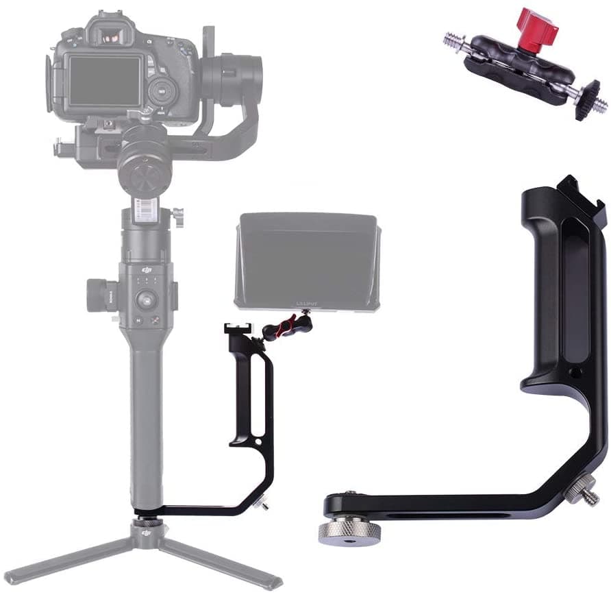 Df Digitalfoto Universal L Bracket Handle Gimbal AccessoriesMounting Monitor/Microphone Con Bean Grip Compatible Con Dji Ronin S/ScRs2/Rsc2/Zhiyun Crane V2/M/2Moza Air 2Feiyutech Ak2000/4000 Etc M-0667II