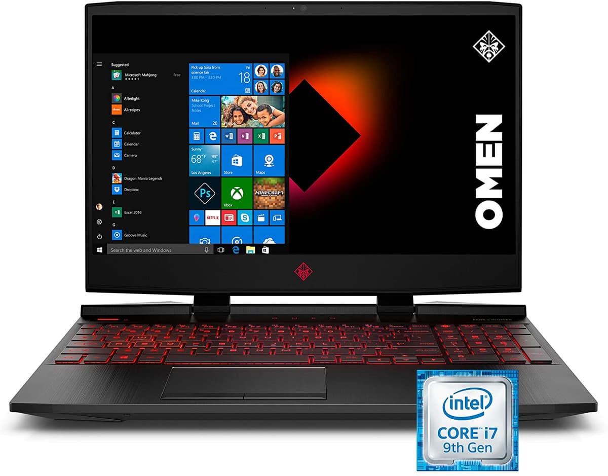 Omen by HP 2019 Laptop Gamer de 15 Pulgadas, Procesador Intel i7-9750H, NVIDIA GTX 1660Ti (6 GB), 8 GB de RAM, SSD de 256 GB, Compatible con Realidad Virtual, Windows 10 Home (15-dc1020nr, Negro)