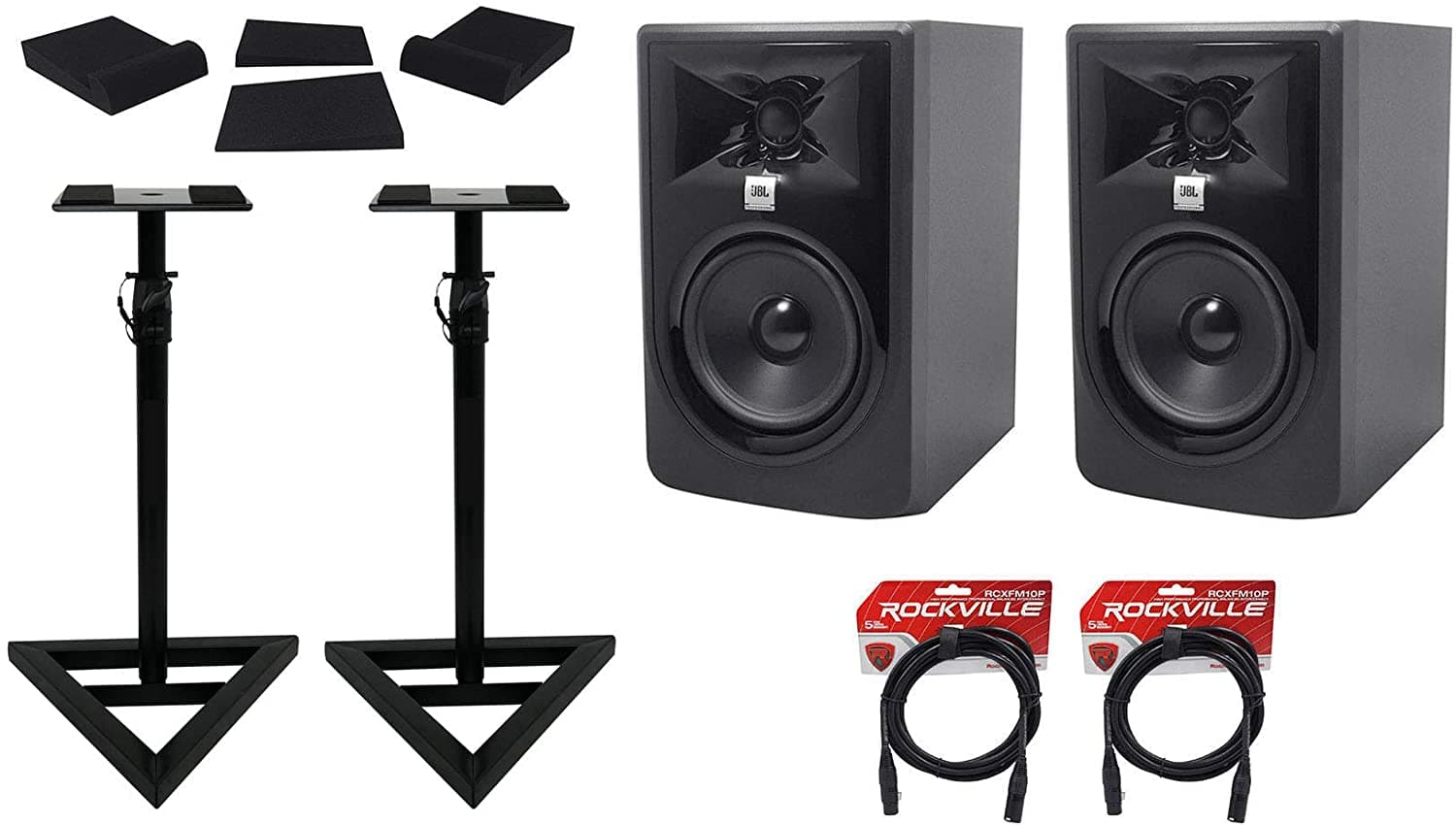 2 Jbl 305P Mkii 5 Potenciado Studio Referencia Monitores+Stands+Pads+Xlr Cables (2) 305PMKII+RRS190S+(2) RCX+RVSM1 PACK