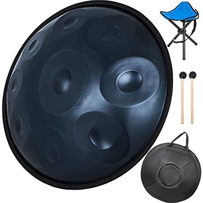 Happybuy Handpan De Acero De 21.7 Pulgadas En Re Menor 9 Notas Con Funda Blanda - Tambor De Acero Re Menor 9 Notas (D3 A Bb C D E F G A) - Azul Profundo