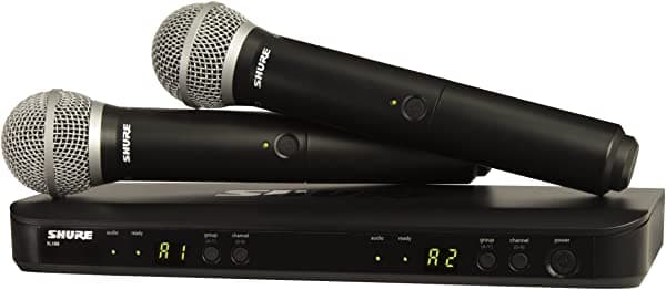 Sistema De Micrófono Inalámbrico Shure Blx288/Pg58 De Doble Canal Con (2) Micrófonos Vocales De Mano Pg58 (Descontinuado Por El Fabricante) BLX288/PG58-J10