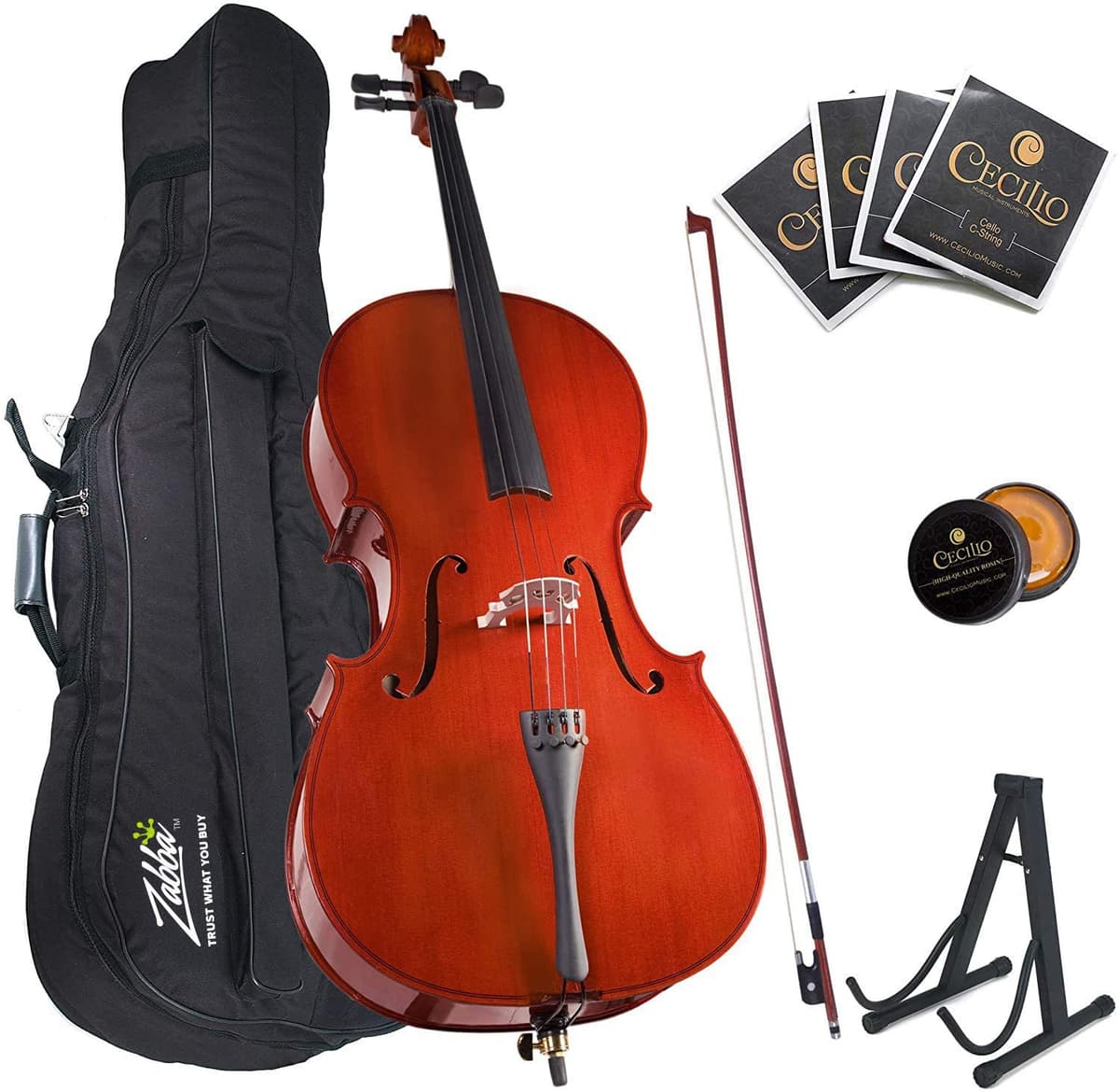 Cecilio - Kit de violonchelo para estudiante, tamaño completo 4/4CCO-100