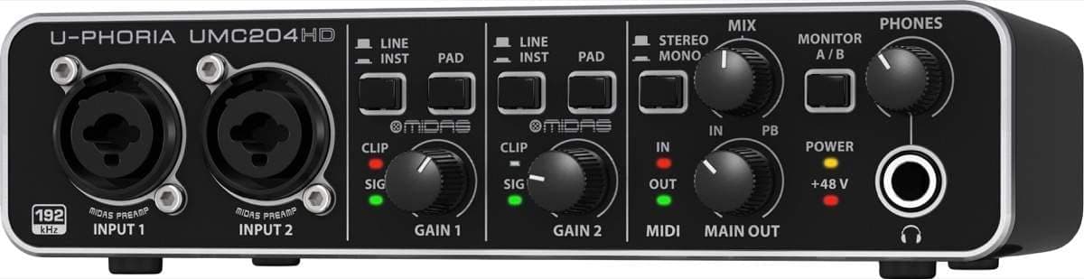 Behringer U-Phoria Umc204Hd Audiophile 2X4 24 Bit 192 Khz Usb Audio Midi