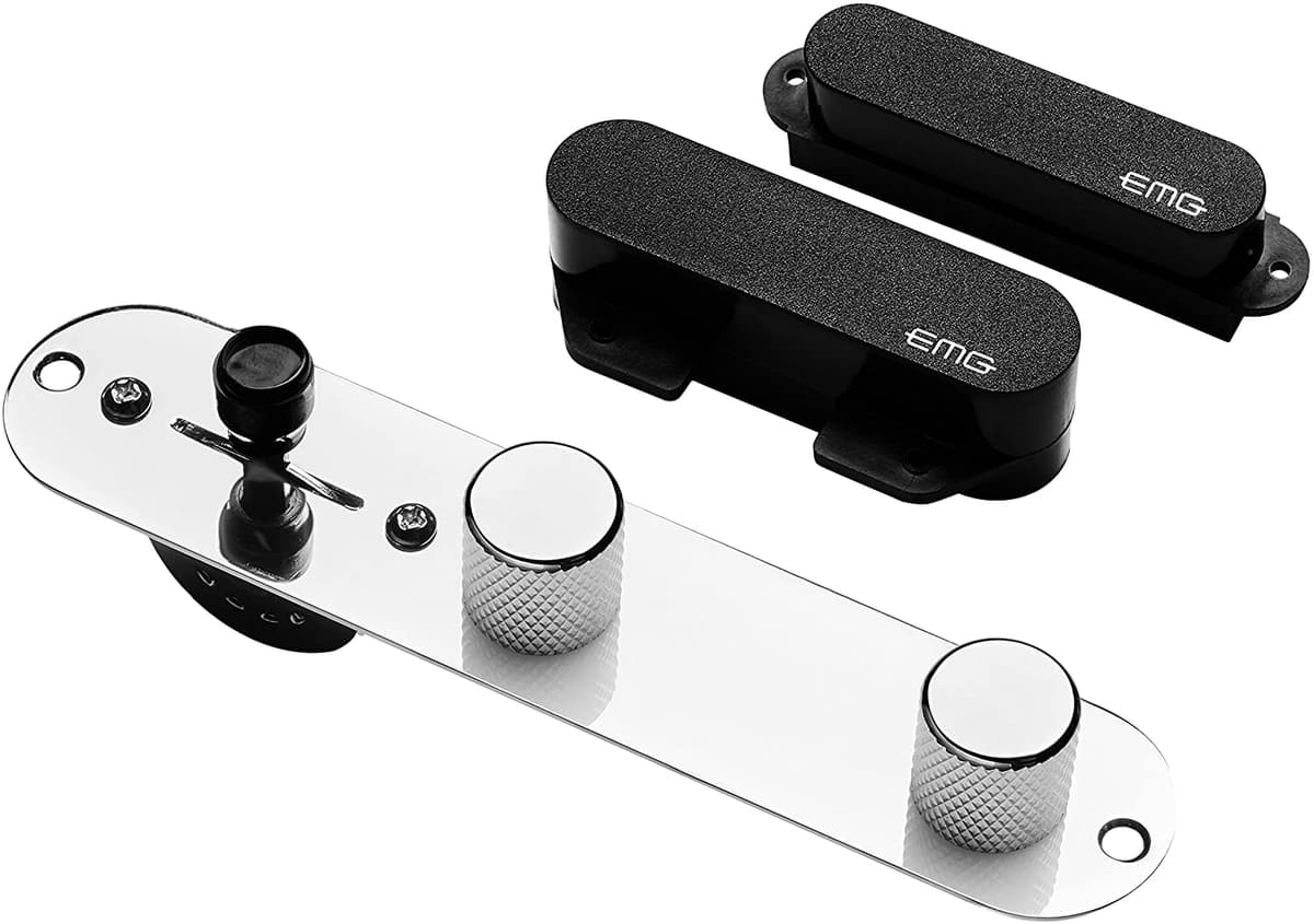 EMG T SYSTEM Conjunto de Pastillas Prewired para Guitarra Telecaster Más Sistema de Placa de Control, Negro