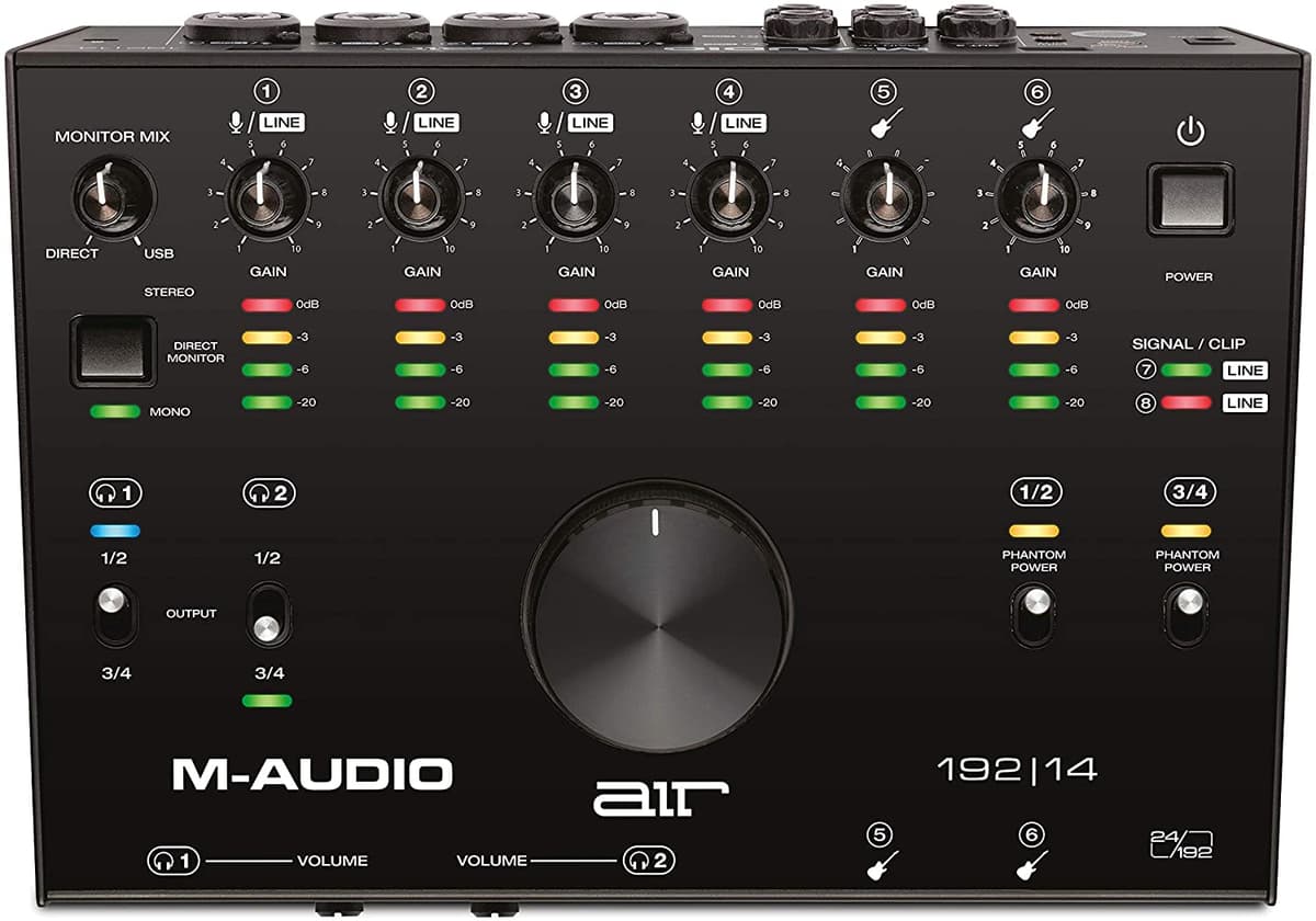 M-Audio Air 192|14 - Interfaz Usb De Audio / Midi De 8 En 4 Salidas Con Software De Grabación De Pro-Tools & Ableton Live Plus Studio Grade Fx & Instruments