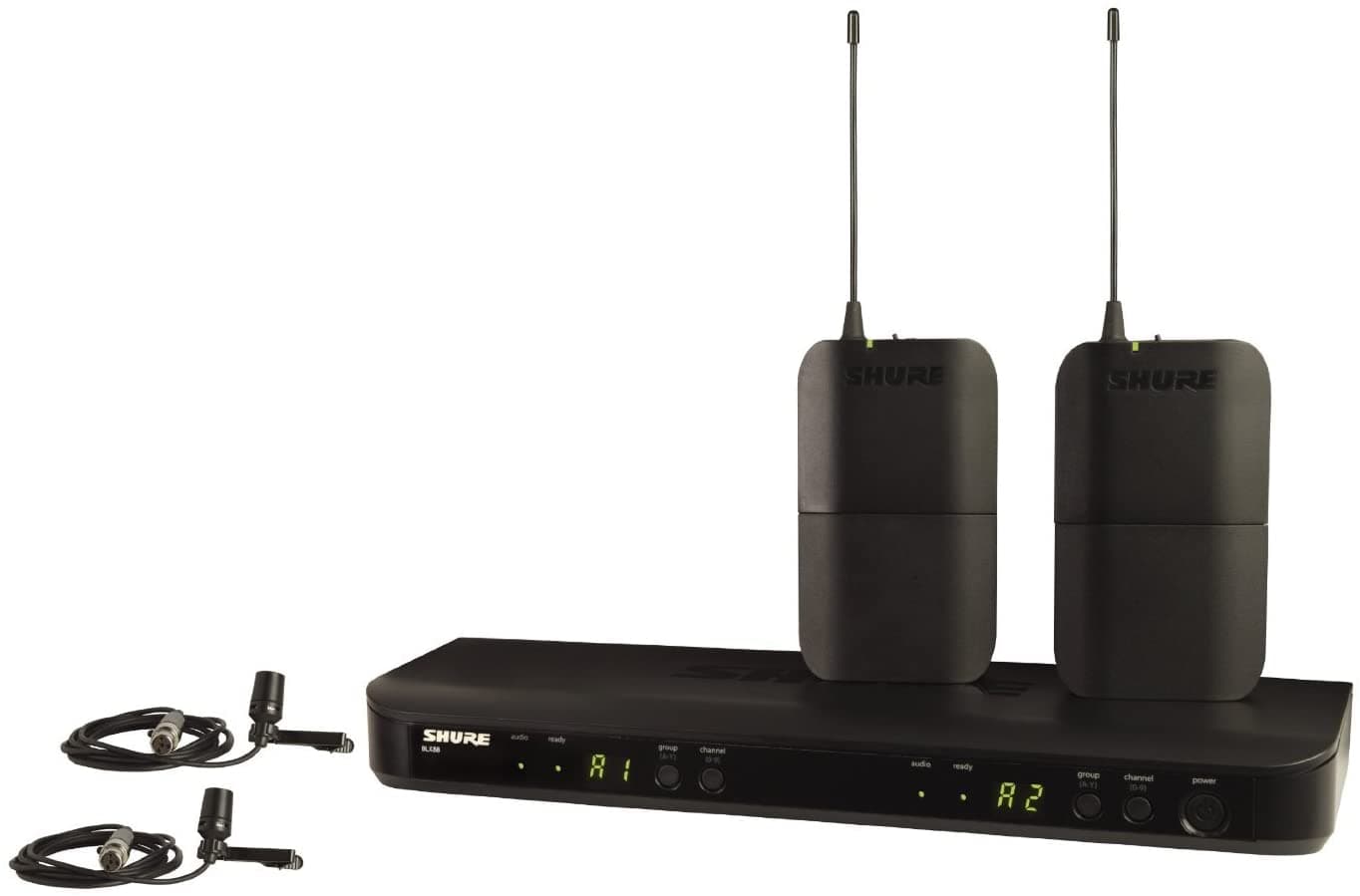 Shure Blx188/Cvl - Sistema De Micrófono Inalámbrico Para Dos Presentadores Con Receptor De Doble Canal Blx88 2 Carrocerías Blx1 Y 2 Micrófonos De Condensador Cvl Centraverse Lavalier - Banda H10 BLX188/CVL-H10