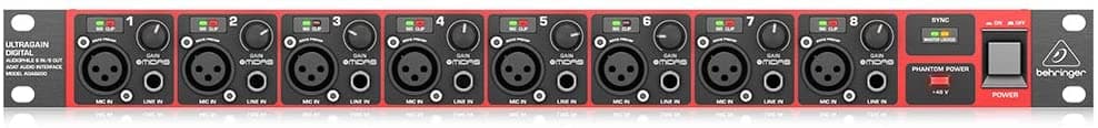 Behringer ADA8200 Preamp de Micrófono con 8 Entradas y Salidas de Alta Calidad para Estudios de Grabación