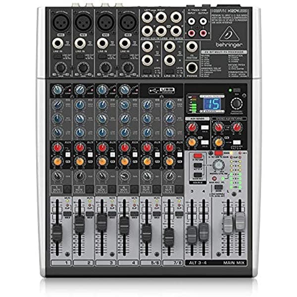 Behringer Xenyx X1204USB Mixer con USB y efectos, consola de mezcla profesional para estudio y directo